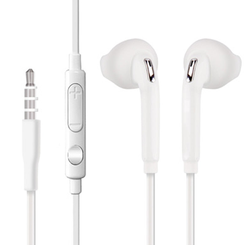 ]Earphone White for Samsung Galaxy S6 Wired Headset with Mic 3.5mm