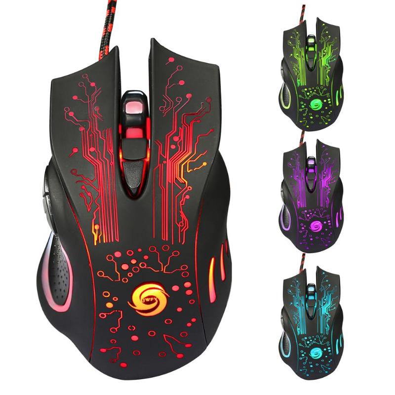 7 Buttons Adjustable USB Cable LED Optical Gamer Mouse