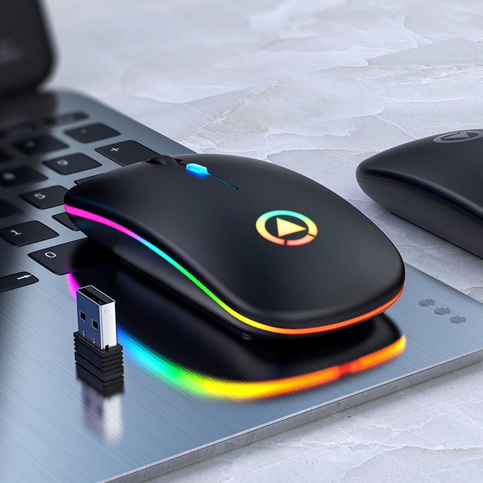 Rechargeable Mouse Wireless Silent LED Backlit USB Optical