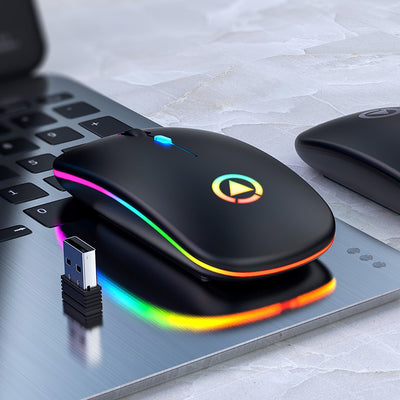 Rechargeable Mouse Wireless Silent LED Backlit USB Optical