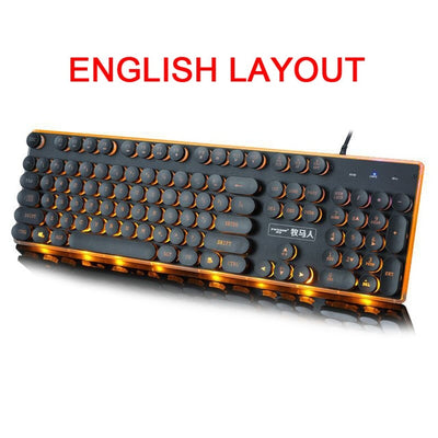 Gaming Keyboard Retro Round Glowing Keycap