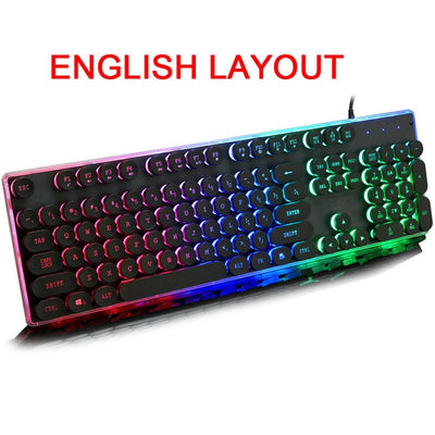 Gaming Keyboard Retro Round Glowing Keycap