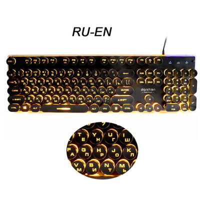 Gaming Keyboard Retro Round Glowing Keycap